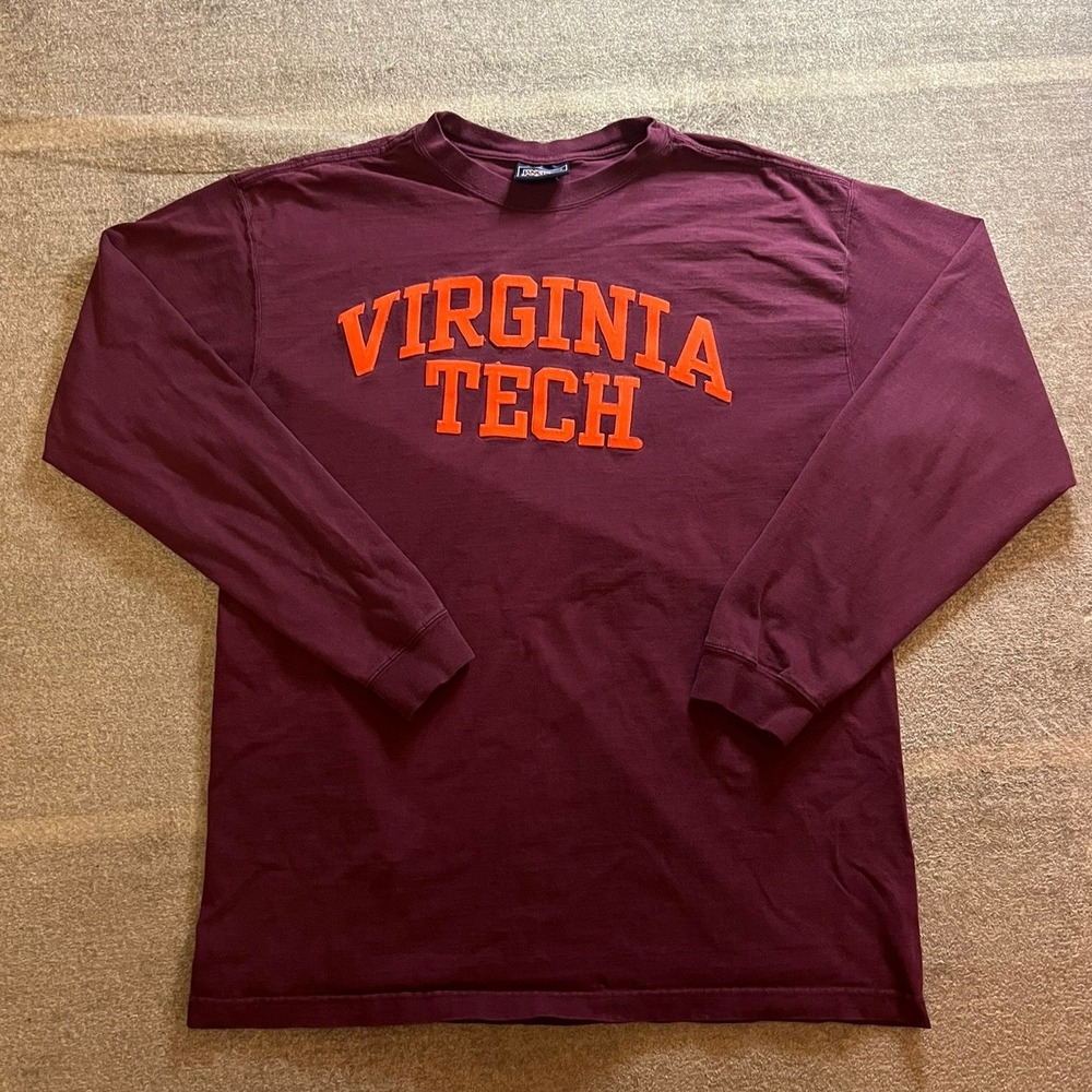 Vintage Jansport Virginia Tech Long Sleeve Shirt Mens Large Maroon VT Hokies